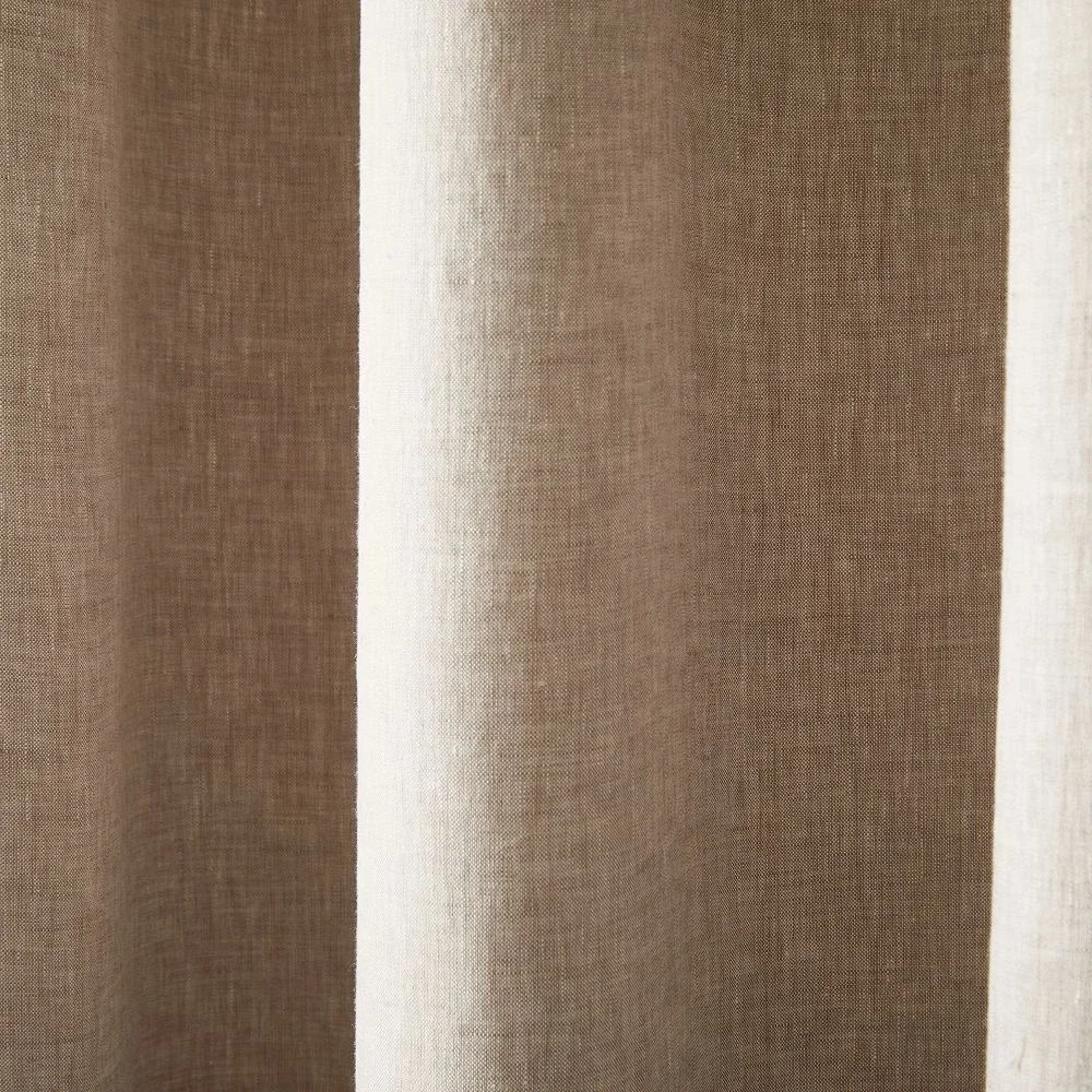 West Elm European Flax Linen Blackout Curtain 48x108 Dark Flax Brown $200 Retail